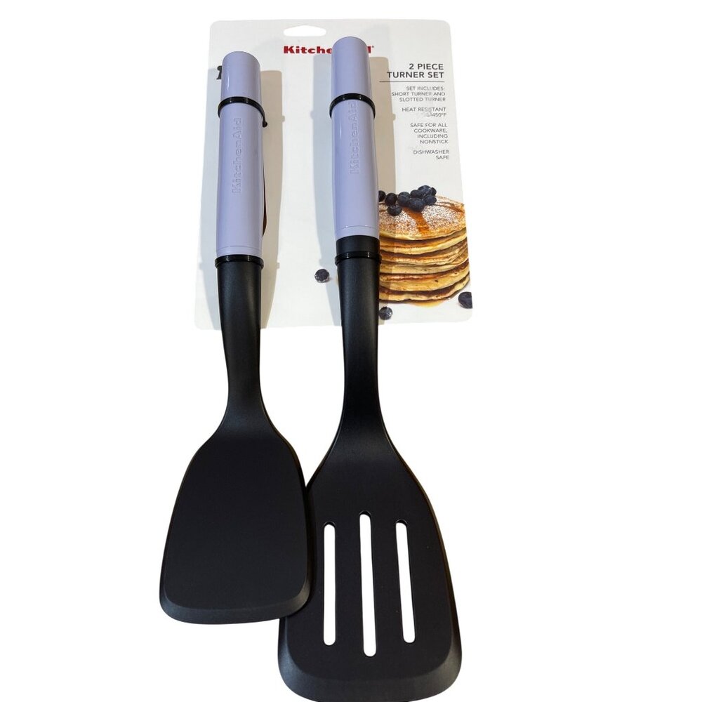 KITCHENAID LAVENDER 2Pc. Slotted Turner‎ & Solid Turner Tool SET New